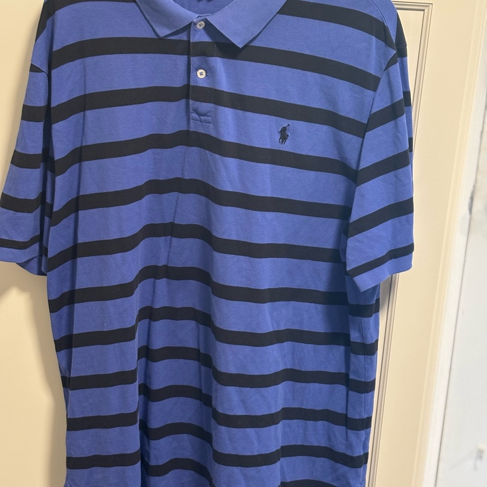 Polo by Ralph Lauren Men's Blue and Black Striped Polo